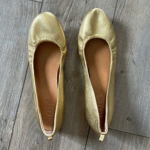 J. Crew Gold Leather Ballet Flats
